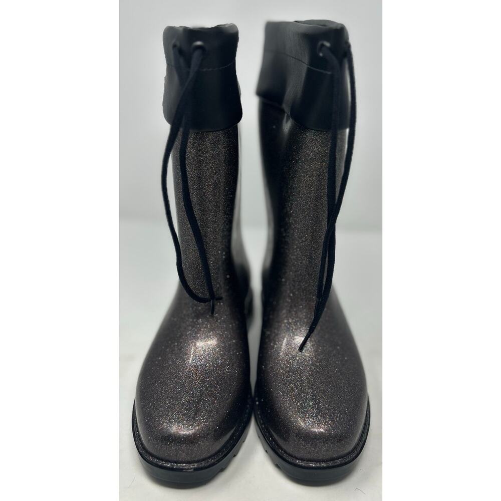 Mel Dreamed‎ by Melissa Girl's Black Glitter Rain Boot Ruffle Me This Size 3 - Picture 4 of 9